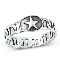 Beautiful Anchor Star Ring .925 Sterling Silver Oxidized Band Jewelry Female Male Unisex Size 6