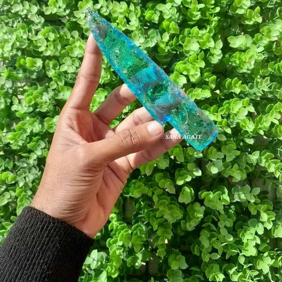 Beautiful Aqua Athame Glass Hunting Knife Obsidian Crystal For Home Dcor Use