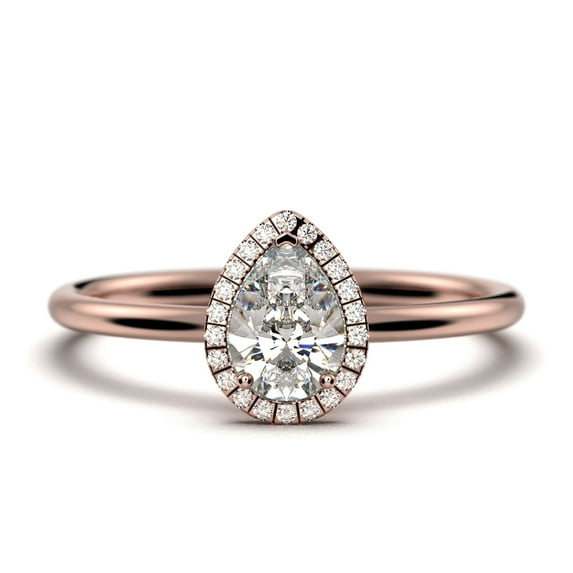 Beautiful Art Deco 1.25 Carat Pear Cut Affordable Diamond Moissanite Engagement Ring, Classic Wedding Ring in 925 Sterling Silver With 18k Rose Gold Plating,Promise Ring, Anniversery Ring