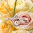 thumbnail image 1 of Beautiful Art Deco 1.25 Carat Pear Cut Affordable Morganite And Diamond Moissanite Engagement Ring, Classic Wedding Ring in 925 Sterling Silver With 18k Rose Gold Plating, Promise Ring, 1 of 3