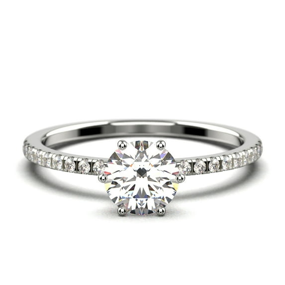 Beautiful Art Deco 1.25 Carat Round Cut Diamond Moissanite Engagement Ring, Wedding Ring in 925 Sterling Silver With 18k White Gold Plating Gift For Her, Girlfriend Promise Ring, Authentic Moissanite