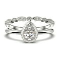 thumbnail image 1 of Beautiful Art Deco 1.75 Carat Pear Cut Affordable Diamond Moissanite Engagement Ring, Classic Wedding Ring, One Matching Band in 925 Sterling Silver With 18k White Gold Plating, 1 of 4