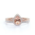 thumbnail image 1 of Beautiful Art Deco 1.75 Carat Pear Cut Affordable Morganite And Diamond Moissanite Engagement Ring, Classic Wedding Ring, One Matching Band in 10k Solid Rose Gold,Promise Ring, Anniversery Ring, 1 of 3