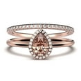 thumbnail image 1 of Beautiful Art Deco 1.75 Carat Pear Cut Affordable Morganite And Diamond Moissanite Engagement Ring, Classic Wedding Ring, One Matching Band in 10k Solid Rose Gold,Promise Ring, Anniversery Ring, 1 of 3
