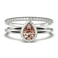 thumbnail image 1 of Beautiful Art Deco 1.75 Carat Pear Cut Affordable Morganite And Diamond Moissanite Engagement Ring, Classic Wedding Ring, One Matching Band in 925 Sterling Silver With 18k White Gold Plating, 1 of 3
