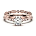 thumbnail image 1 of Beautiful Art Deco 1.75 Carat Round Cut Diamond Moissanite Engagement Ring, Wedding Ring, One Matching Band in 925 Sterling Silver With 18k Rose Gold Plating Gift For Her, Promise Ring, 1 of 4