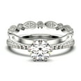 thumbnail image 1 of Beautiful Art Deco 1.75 Carat Round Cut Diamond Moissanite Engagement Ring, Wedding Ring, One Matching Band in 925 Sterling Silver With 18k White Gold Plating Gift For Her, 1 of 4