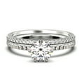 thumbnail image 1 of Beautiful Art Deco 1.75 Carat Round Cut Diamond Moissanite Engagement Ring, Wedding Ring, One Matching Band in 925 Sterling Silver With 18k White Gold Plating Gift For Her, 1 of 4