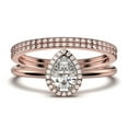 thumbnail image 1 of Beautiful Art Deco 2.25 Carat Pear Cut Affordable Diamond Moissanite Engagement Ring, Classic Wedding Ring, Two Matching Band in 925 Sterling Silver With 18k Rose Gold Plating, 1 of 4