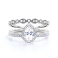 thumbnail image 1 of Beautiful Art Deco 2.25 Carat Pear Cut Affordable Diamond Moissanite Engagement Ring, Classic Wedding Ring, Two Matching Band in 925 Sterling Silver With 18k White Gold Plating,Promise Ring, 1 of 3