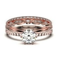 thumbnail image 1 of Beautiful Art Deco 2.25 Carat Round Cut Diamond Moissanite Engagement Ring, Wedding Ring, Two Matching Band in 10k Solid Rose Gold, Gift For Her Gift For Girlfriend Promise Ring, 1 of 4