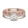thumbnail image 1 of Beautiful Art Deco 2.25 Carat Round Cut Diamond Moissanite Engagement Ring, Wedding Ring, Two Matching Band in 925 Sterling Silver With 18k Rose Gold Plating Gift For Her, Promise Ring, 1 of 4