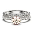 thumbnail image 1 of Beautiful Art Deco 2.25 Carat Round Cut Morganite And Diamond Moissanite Engagement Ring, Wedding Ring, Two Matching Band in 925 Sterling Silver With 18k White Gold Plating Gift For Her, Promise Ring, 1 of 4
