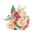 thumbnail image 1 of Beautiful Artificial Silk Peony Fake Flowers Bouquet, 12 x 9 in Realistic Multicolor Faux Floral Arrangement for Wedding, Bridal, Valentine, Day, Home Centerpiece & Table Decor, 1 of 6