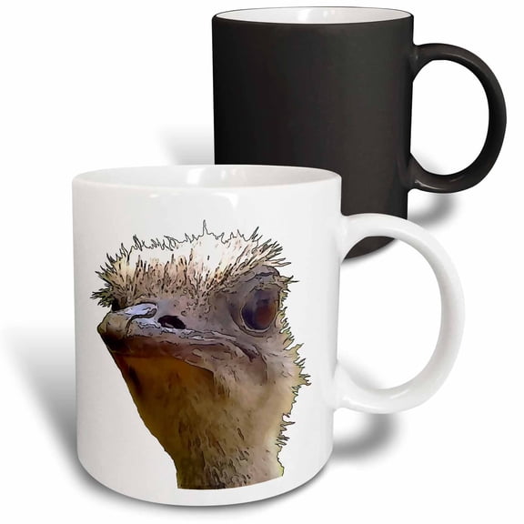 3drose, Beautiful Artistic Grumpy Ostrich Vector Cut Out, 11oz Magic Transforming Mug