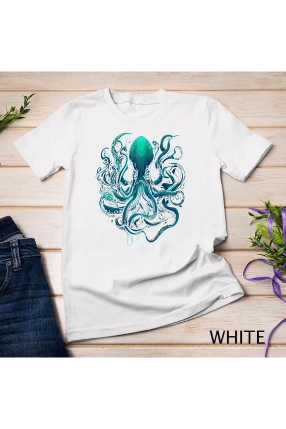 Beautiful Artistic Octopus Squid Sea Creature Graphic Unisex S-5XL T-Shirt Birthday Gifts; For Men & Women