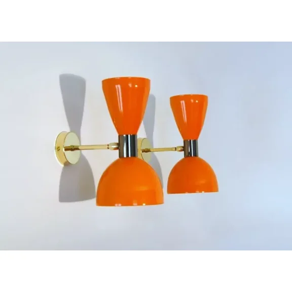 Beautiful Atomic 50's 60's Style Mid century Modern Bow Dual Cone Wall Scone