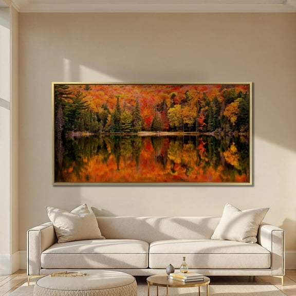 Beautiful Autumn Landscape Autumn Forest View Lake Poster Fall Scenery Photo Wall Art Autumn Fall Poster UNFRAMED Poster, Wall Art for Decor, Present, 12x18