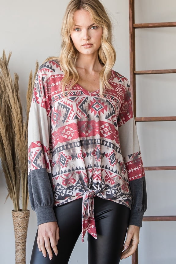 Beautiful Aztec Print Long Sleeve Sweater M