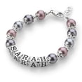 thumbnail image 1 of Beautiful Baby Girl Personalized Name Bracelet, Sterling Silver, With Shades Of Lavender Austrian Pearls (BNBC-2), 1 of 4
