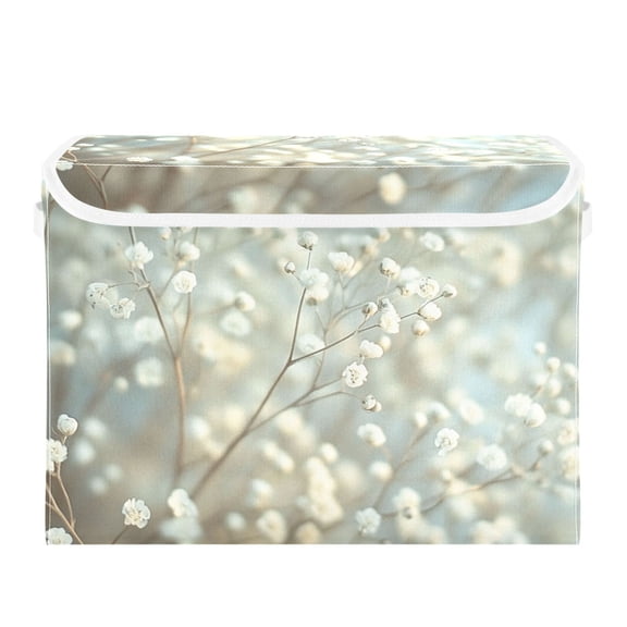 Beautiful Babysbreath Foldable Storage Bin with Lid and Handle Collapsible Storage Box 16.5 x 12.6 x 11.8 inches