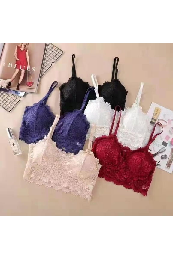New Beautiful Back Bra Women'S Thin Lace Beautiful Back Bra Women'S No Steel Ring Sling Strap Small Chest Gather Up Support Bra