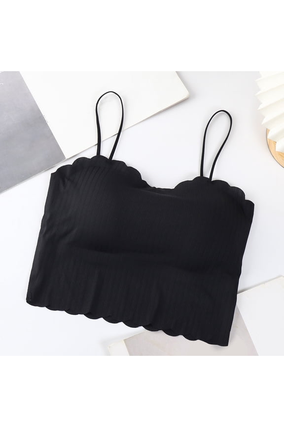 Beautiful Back Wavy Ice Silk Seamless Tube Top Underwear Women's Thin Exposure Sling Vest Wrapped In Chest. Lace Half Camisole for Women Lingerie Top Lace Women Top Long Top Crop Camisole with Shelf