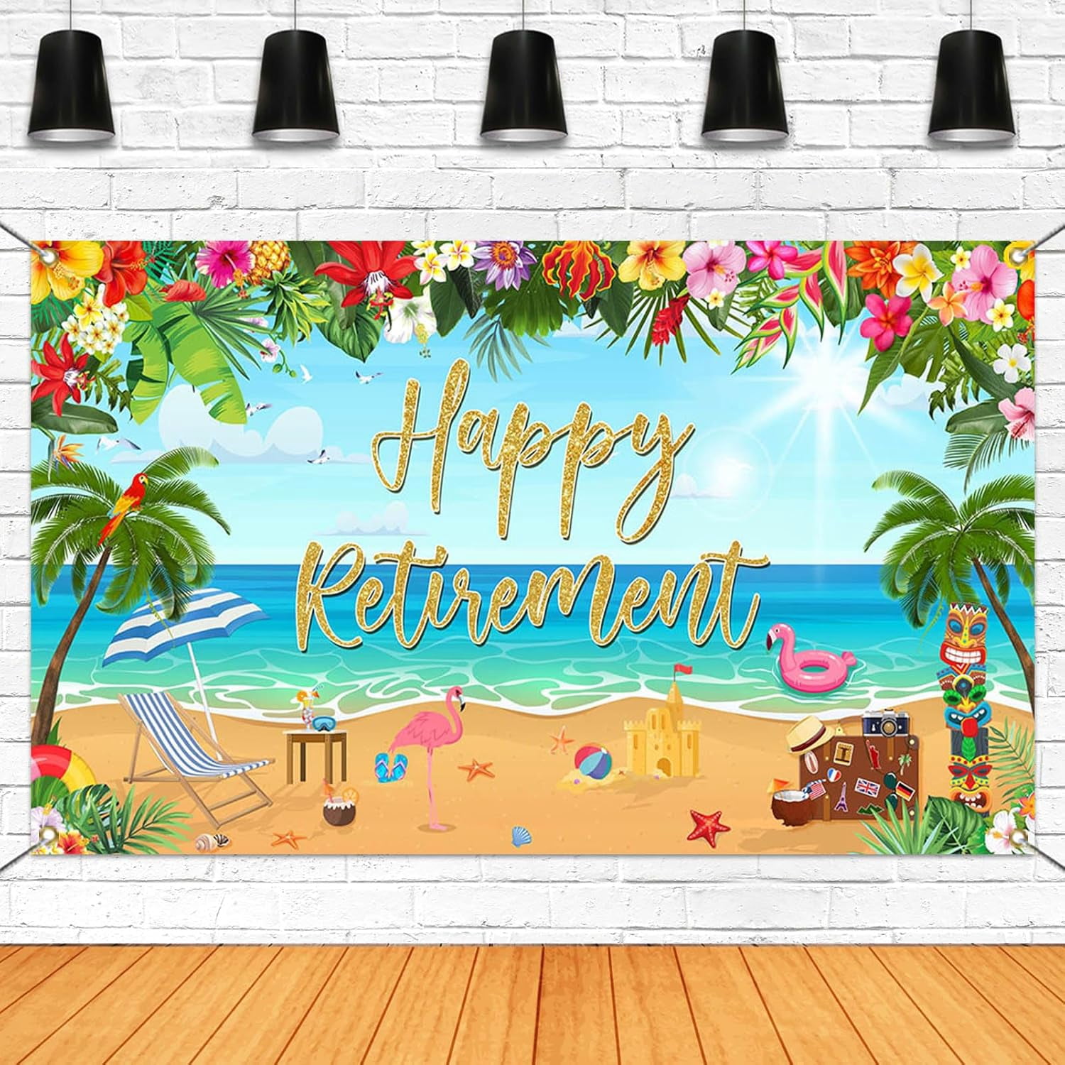 Retirement Program Sample Backdrop Beautiful Backdrop Tropical Happy Retirement Banner Summer Hawaiian ...
