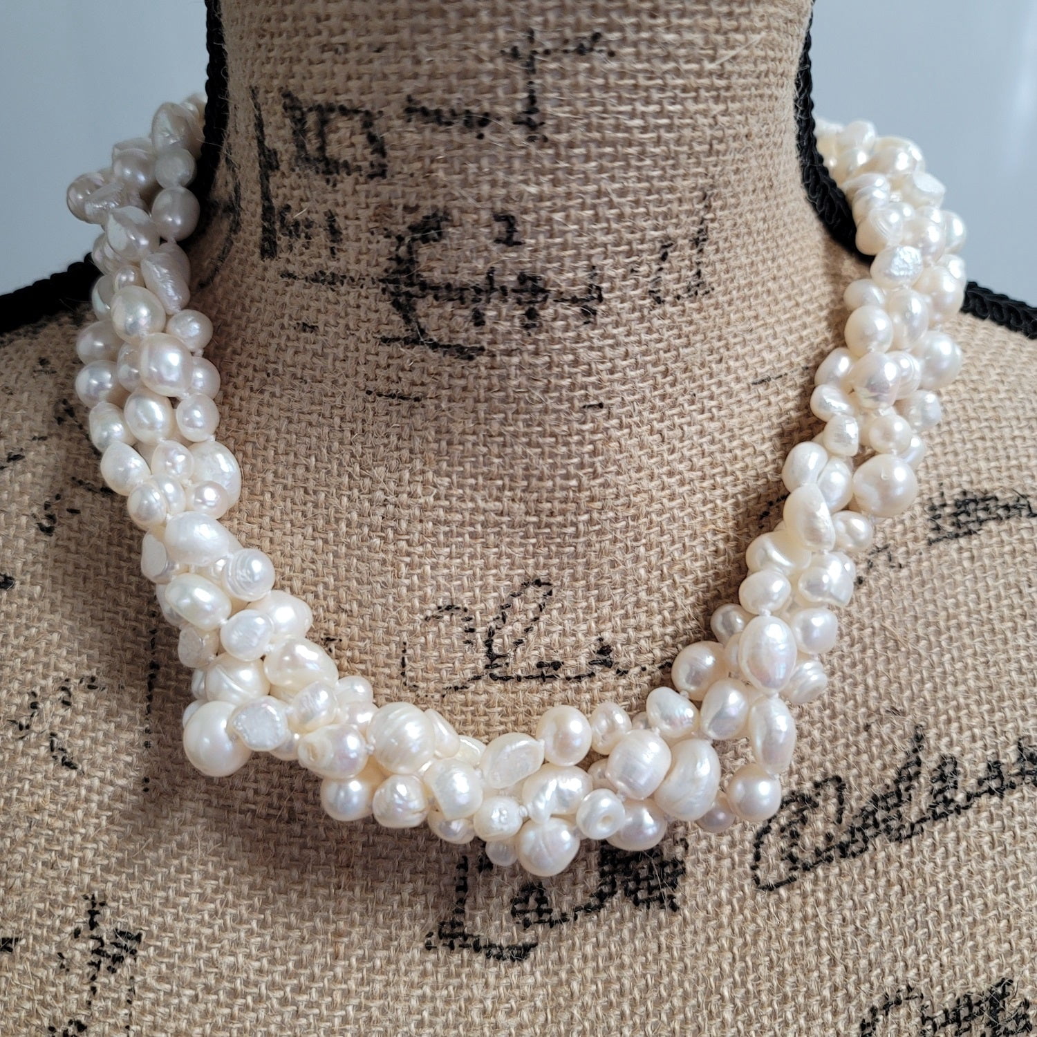 Beautiful Baroque Multi Layer Freshwater Pearl Strand Necklace with Magnetic Clasp