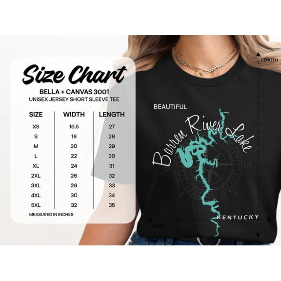 Beautiful Barren River Lake Map T-Shirt, Lake Life Vacation Tee, Bella Canvas Soft Unisex Tee, Boating Camping Fishing Shirt