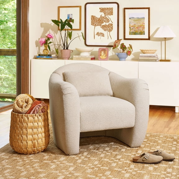 Beautiful Barrymore Accent Chair by Drew Barrymore, Cream Shearling
