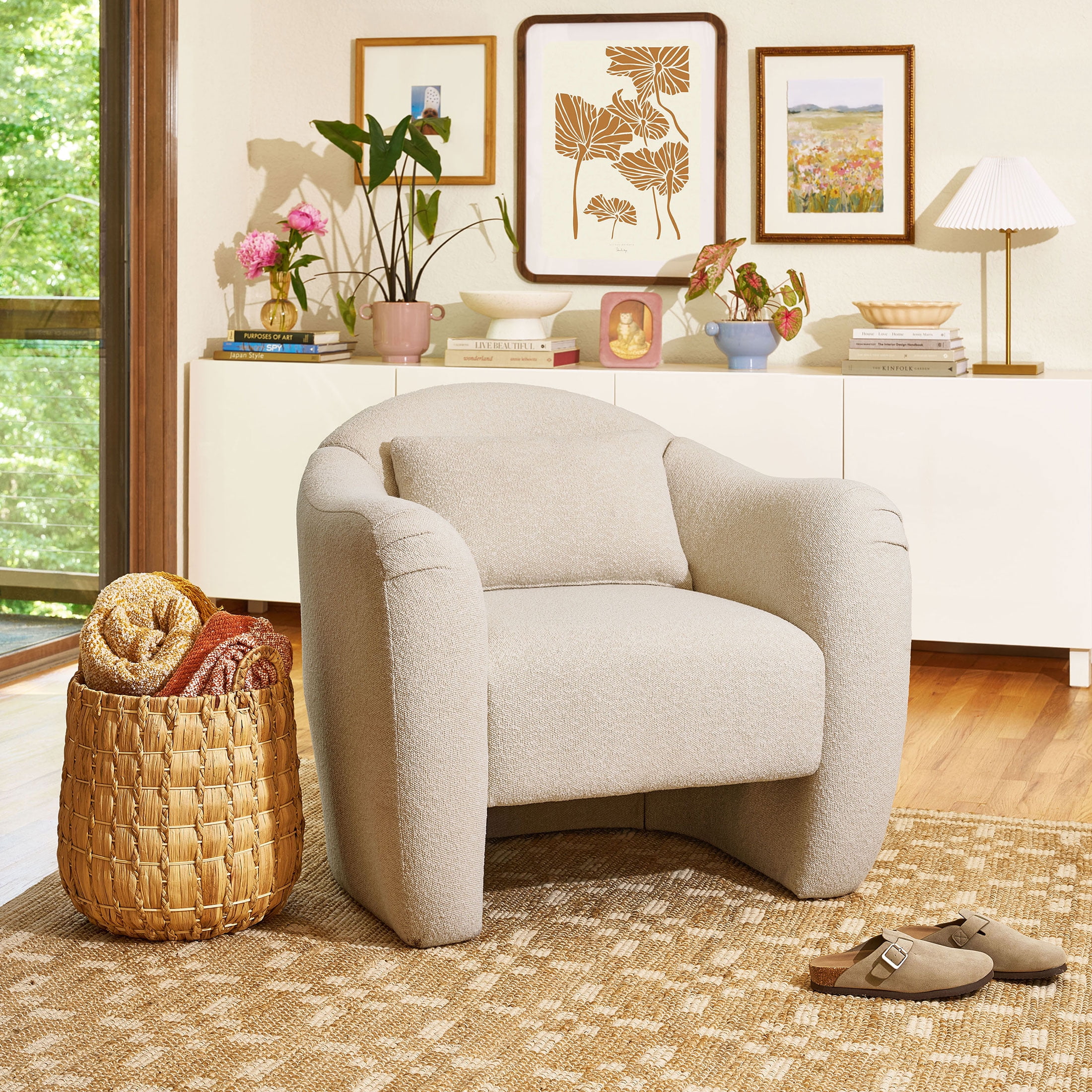 Beautiful Barrymore Teddy Accent Chair by Drew Barrymore, Cream Shearling