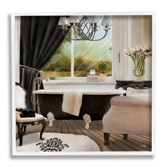 Beautiful Bathroom Designer Pink Painting Typography Framed Art Print Wall Art, 17x17