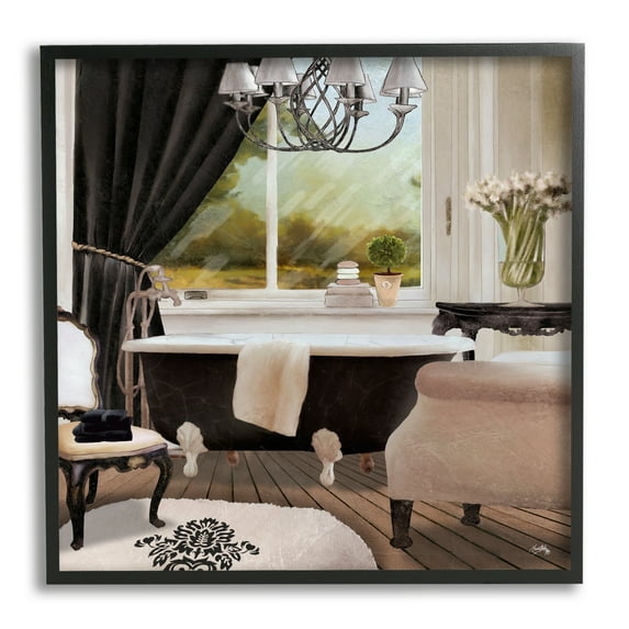 Beautiful Bathroom Designer Pink Painting Typography Framed Art Print Wall Art, 17x17