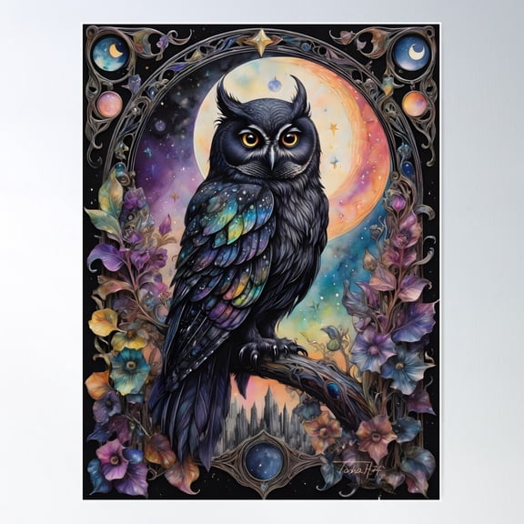 Beautiful Beasties Owl Gothic Witchy Poster Wall Art, Modern Wall Decor For Living Room Bedroom, 8x12 UNFRAMED
