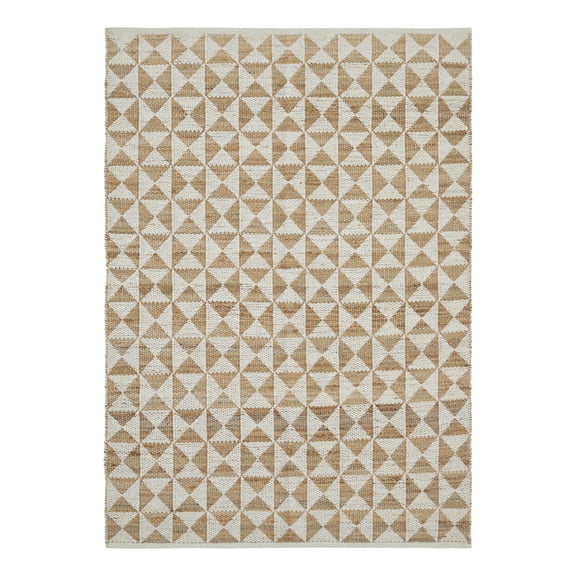 Beautiful Beige Jute Geometric Indoor Area Rug by Drew Barrymore, 5' x 7'
