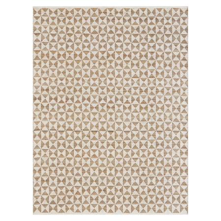 Beautiful Beige Jute Geometric Indoor Area Rug by Drew Barrymore, 8' x 10'