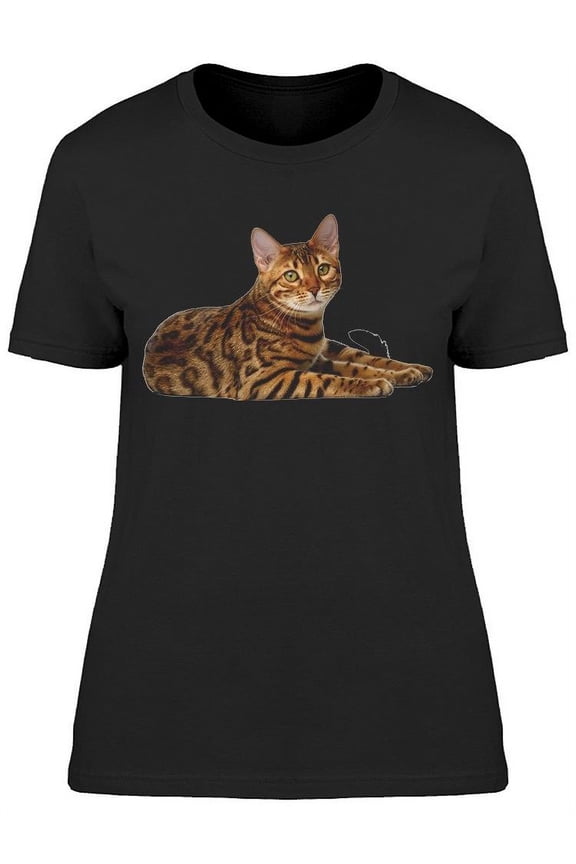 Beautiful Bengal Cat Side Laying T-Shirt Women -Image by Shutterstock, Female Medium