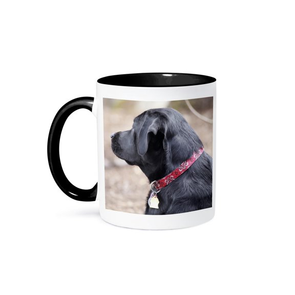 3drose, Beautiful Black Labrador Retriever Dog Pet Photo Side Profile, 11oz Two-tone Black Mug