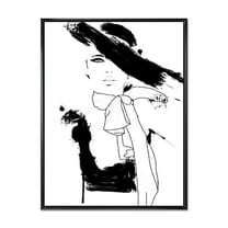 Beautiful Black and White Model Haute Couture Fashion Woman II 12 in x 20 in Framed Painting Canvas Art Print, by Designart