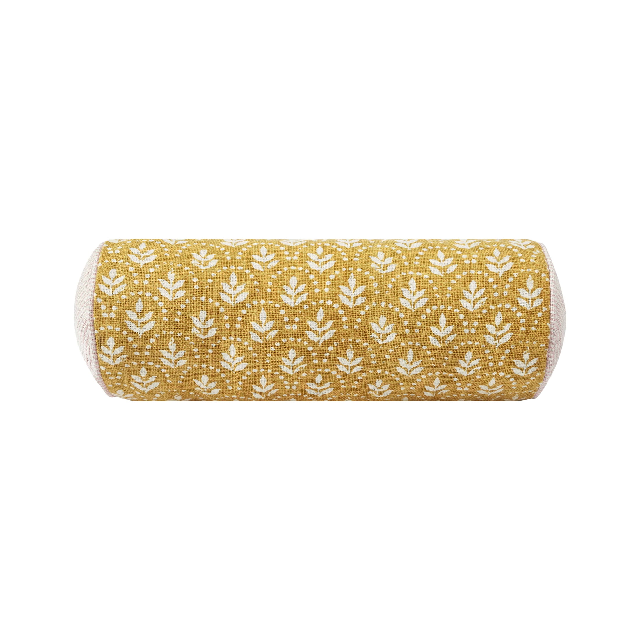 Beautiful 8" x 20" Amber Yellow Block Print Bolster Decoration Pillow by Drew Barrymore