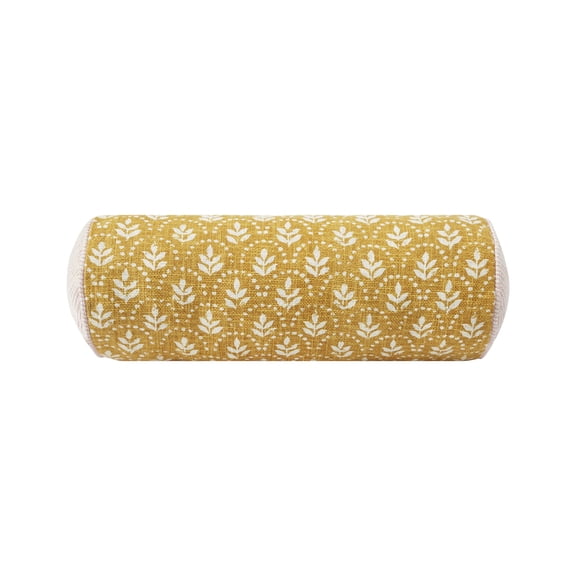 Beautiful 8" x 20" Amber Yellow Block Print Bolster Decoration Pillow by Drew Barrymore