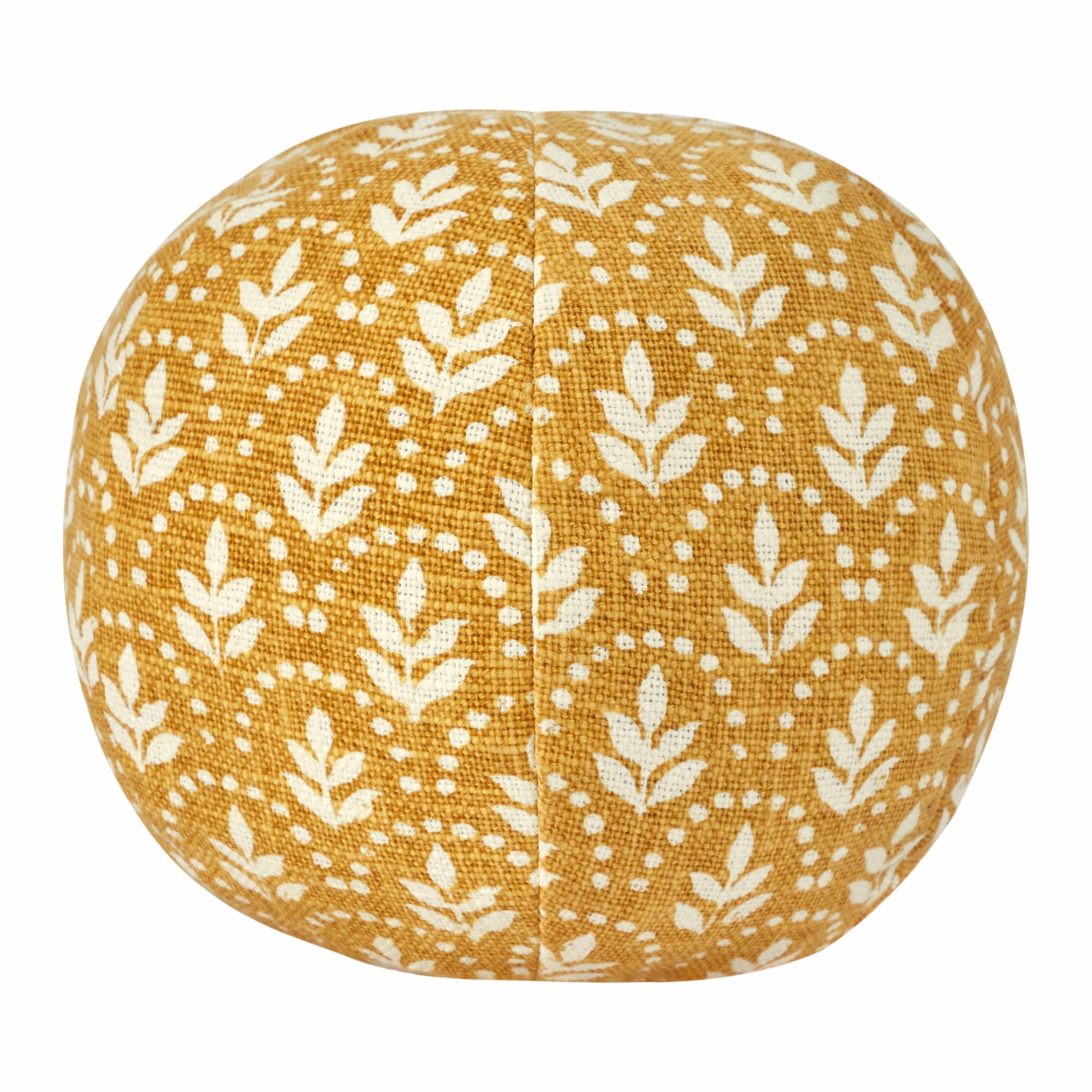 Beautiful 11" Amber Yellow Block Print Round Decorative Pillow by Drew Barrymore