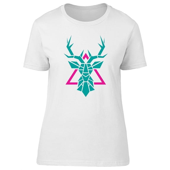Beautiful Blue Abstract Deer T-Shirt Women -Image by Shutterstock, Female x-Large