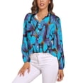 thumbnail image 1 of Beautiful Blue Different Butterflys Long Sleeve Blouse Woman Streetwear Casual Shirts Summer Oversize Woman Streetwear Clothing Birthday Present, 1 of 7
