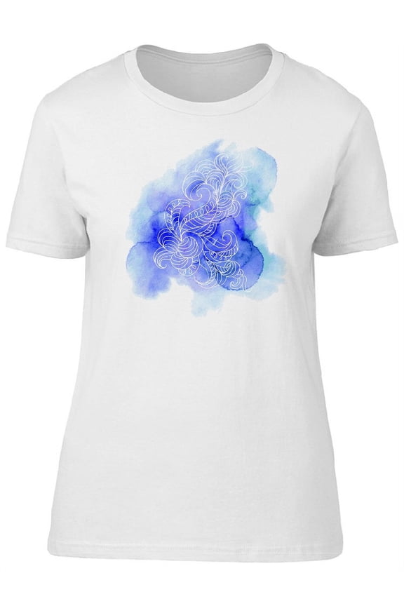 Beautiful Blue Floral Paisley T-Shirt Women -Image by Shutterstock, Female Large