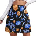 thumbnail image 1 of Beautiful Blue Flower Skirt Ladies Floral Print Mini Skirts Summer Street Wear High Waist Graphic Oversize Casual A-line Skirt, 1 of 3