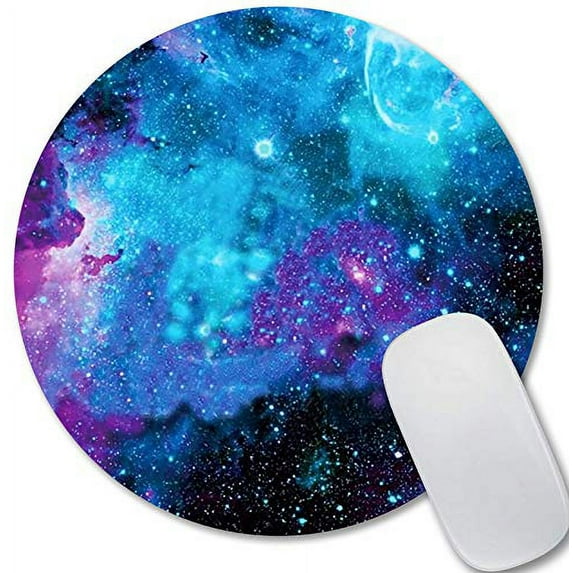 Beautiful Blue Galaxy Nebula Universe Round Mouse Pad Personalized Design Cute Mouse Pad Small Size Non-Slip Rubber Mouse Pads for Computer Laptop