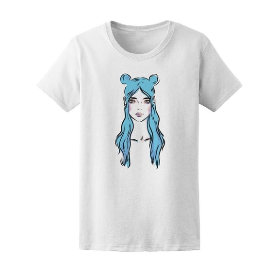 Beautiful Blue Hair Fashion Lady Tee Women's -Image by Shutterstock