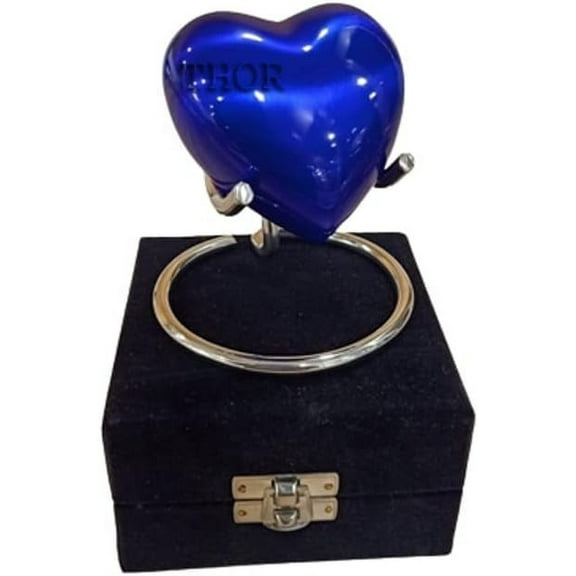 Beautiful Blue Heart Cremation Urn Heart Shape Urn for Ashes/Heart Keepsake Urn with Stand & Box/Small Urn for Human Ashes/Honor Your Loved One Perfect Mini Urn for Adults
